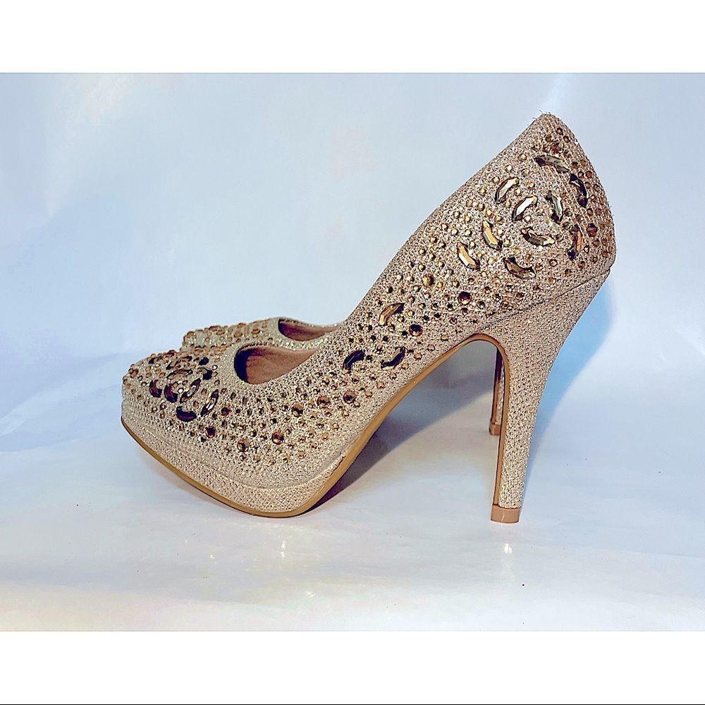 💥 Heels Golden / Rhinestone Pumps